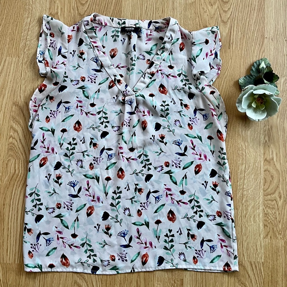 Premise Studio pink floral blouse